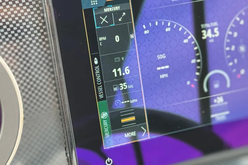 Slide: The Image of Close-up of Viaggio Diamante 23E 2023 digital dashboard display showing vessel control metrics. - 25