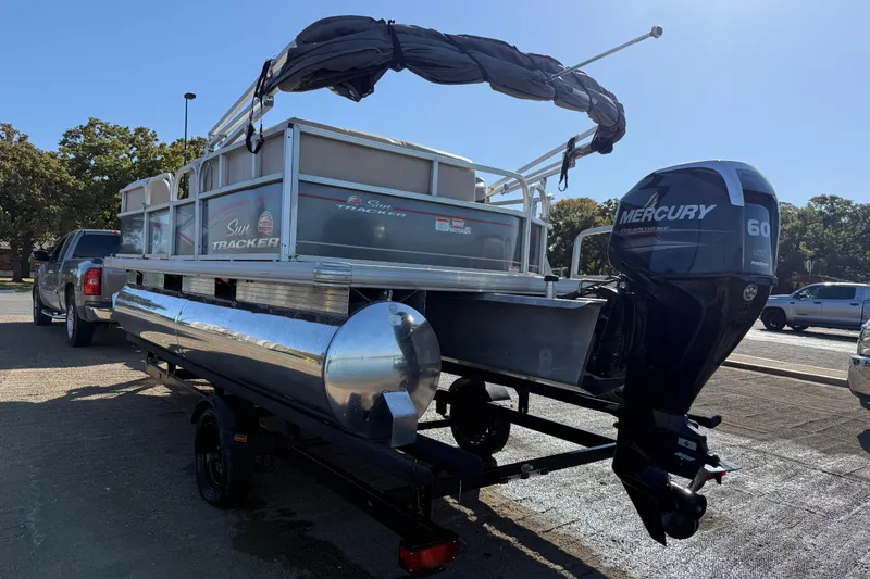 Slide: The Image of 2018 Sun Tracker Party Barge 18 DLX with stylish graphics and branding. - 53