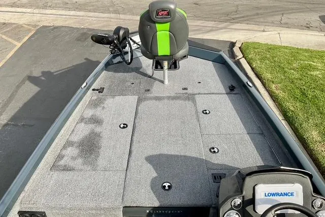 Slide: The Image of 2023 Ranger RT198P fishing boat deck with seating and Lowrance equipment. - 24