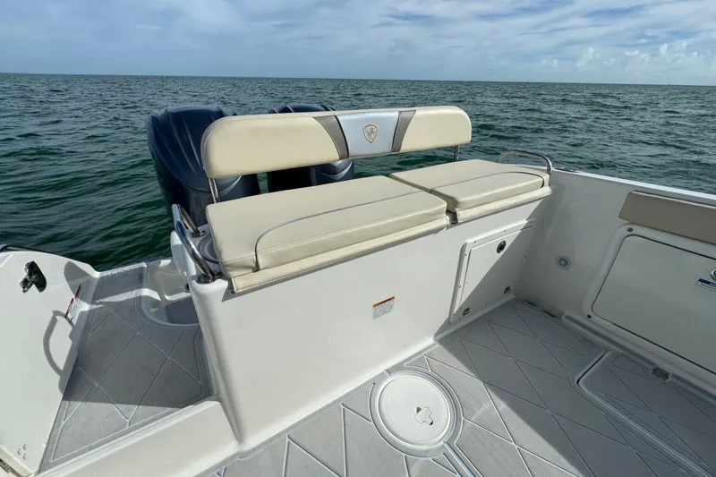 Slide: The Image of 2015 Century 2600 CC boat interior with seating, on open water. - 65
