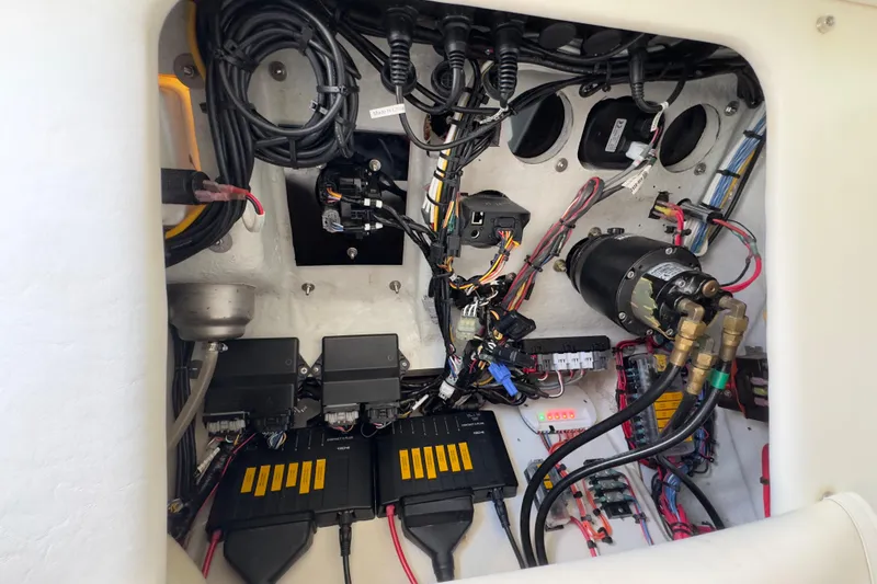 Slide: The Image of Electrical system of a 2015 Century 2600 CC boat, showcasing wiring and components. - 88