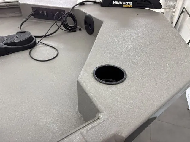 Slide: The Image of 2025 Thor Boats 1900 Lake Hammer interior with side console. - 17