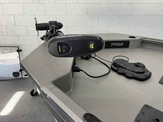 Slide: The Image of Engine area of Thor Boats 1900 Lake Hammer Side Console Deluxe 2025. - 7