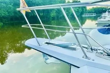 Slide: The Image of Chrome anchor windlass on 1991 Carver 42 Aft Cabin Motor Yacht deck. - 6