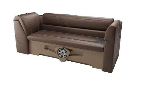 Slide: The Image of 2025 Avalon Venture Cruise Rear Bench in brown leather upholstery. - 8