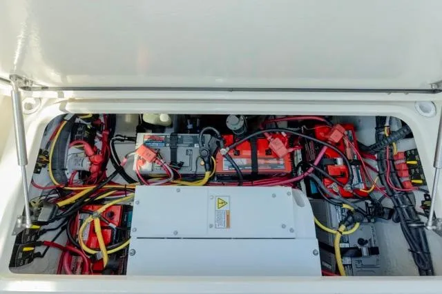 Slide: The Image of Electrical system of a 2017 Grady-White Freedom 307 boat, showcasing wiring and components. - 27