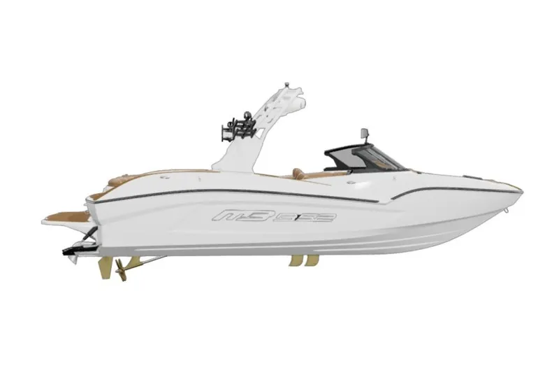 Slide: The Image of 2026 MB B52 23 Alpha boat, sleek white design, side view. - 27