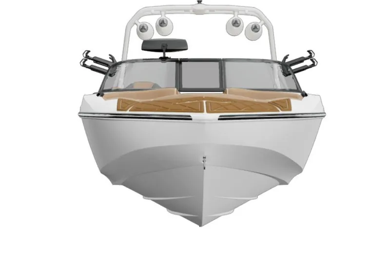 Slide: The Image of 2026 MB B52 23 Alpha boat, front view, sleek design with modern features. - 30