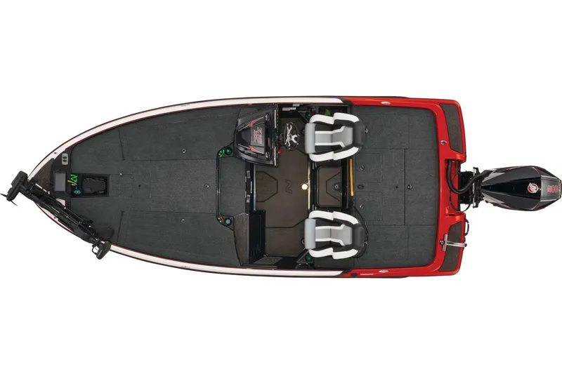Slide: The Image of 2026 Nitro Z19 XL boat deck with Garmin equipment, featuring a sleek, carpeted surface. - 7