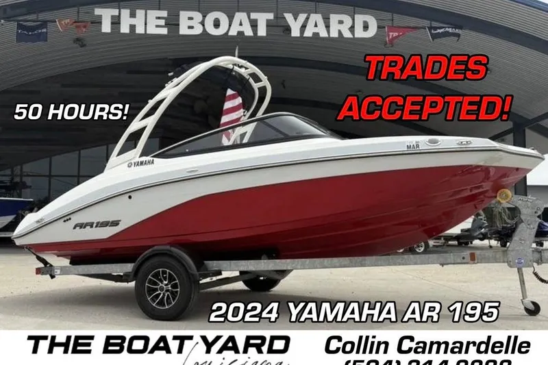 The Image of 2024 Yamaha AR195 boat in red and white, 50 hours, trades accepted, at The Boat Yard. - 0