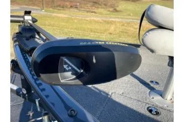 Slide: The Image of 2018 Tracker Super Guide V-16 SC boat deck with trolling motor detail. - 9