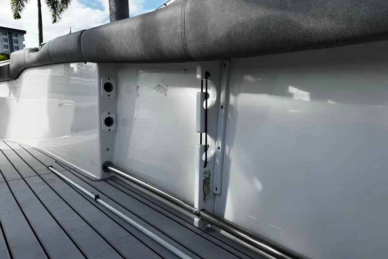 Slide: The Image of 2022 Sea Pro 239 Center Console interior with sleek seating and modern design. - 19