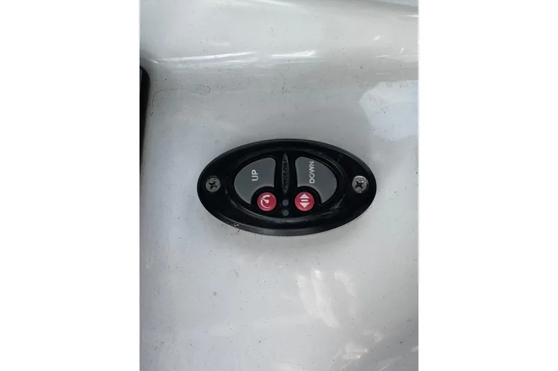 Slide: The Image of 2022 Sea Pro 239 Center Console trim tab control panel with up and down buttons. - 29