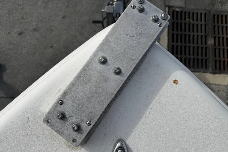 Slide: The Image of Bow of 2022 Sea Pro 239 Center Console with metal plate and bolts. - 42