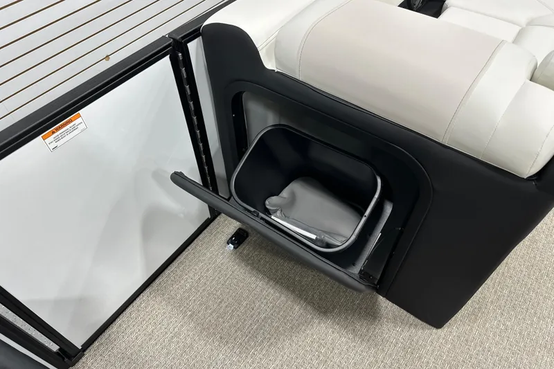 Slide: The Image of Recliner chair with built-in storage, Evotti 521CS, 2026 model, black and white upholstery. - 19