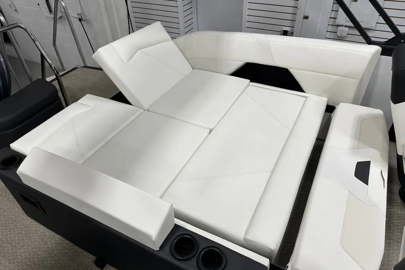 Slide: The Image of Luxurious white seating in 2026 Evotti 521CS boat interior. - 8
