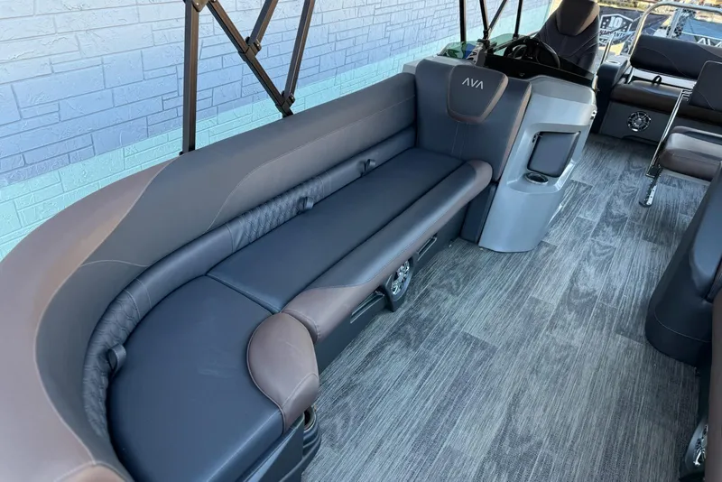 Slide: The Image of 2026 Avalon 2585 LSZ Entertainer boat interior with sleek seating and modern design. - 15
