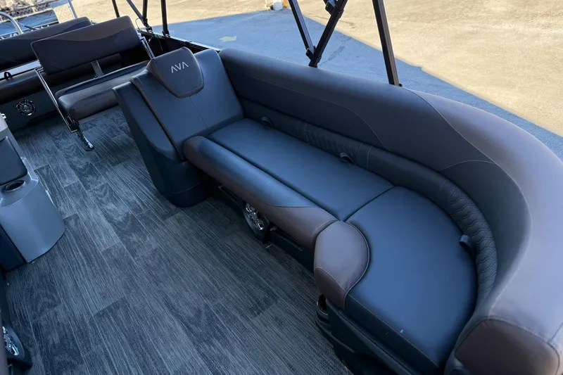 Slide: The Image of Luxurious seating on 2026 Avalon 2585 LSZ Entertainer boat with sleek design and modern flooring. - 16