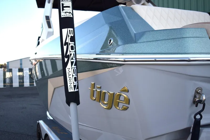 Slide: The Image of 2026 Tigé Z3 boat with sleek design and Bjornson Marine branding. - 14