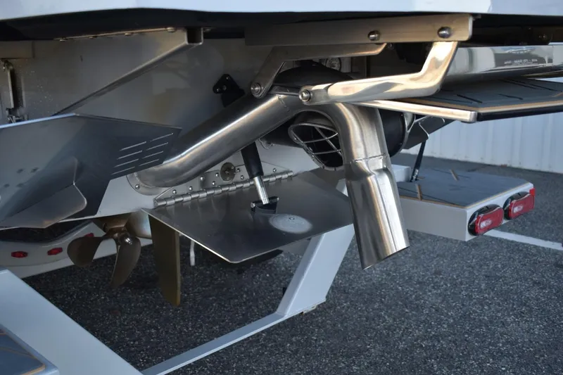 Slide: The Image of 2026 Tigé Z3 boat exhaust and propeller system, showcasing sleek design and engineering. - 16