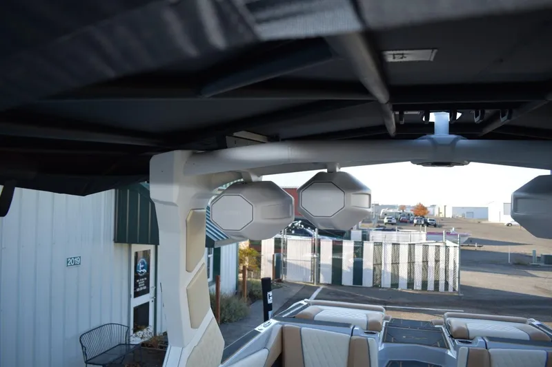 Slide: The Image of 2026 Tigé Z3 boat interior with speakers and seating, showcasing modern design. - 57