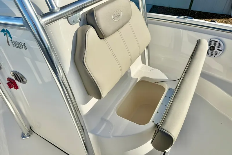 Slide: The Image of 2023 Key West 189 FS boat seat with storage compartment open. - 19