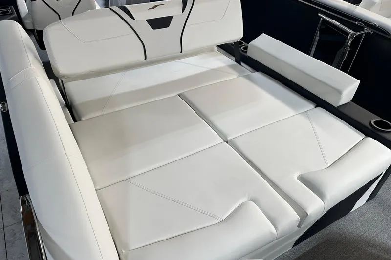 Slide: The Image of Luxurious white seating on 2026 Evotti 723 CS boat, featuring sleek design and comfortable cushions. - 8