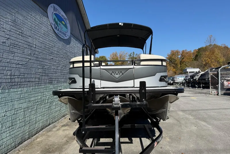 Slide: The Image of 2026 Avalon Venture 85 VRB 2385 pontoon boat at Water Works Marine dealership. - 3