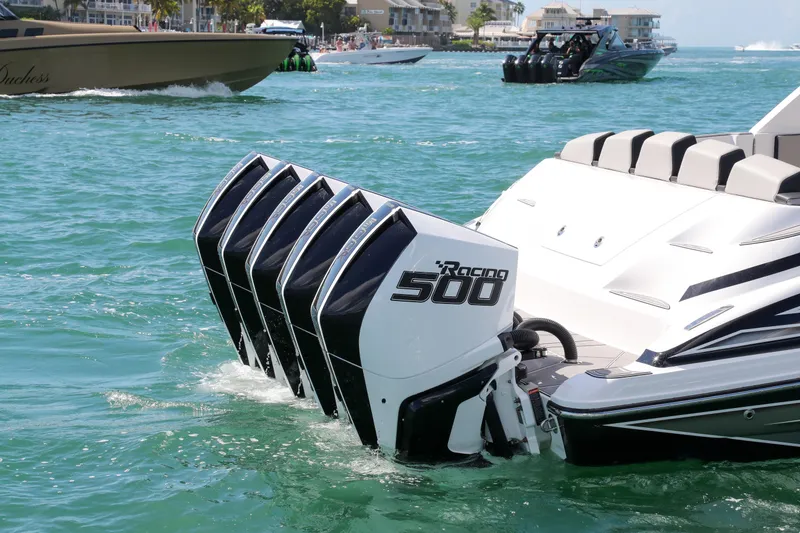 Slide: The Image of Modern bathroom interior of 2026 Deep Impact 449 Sport boat, featuring sleek design and control panel. - 24