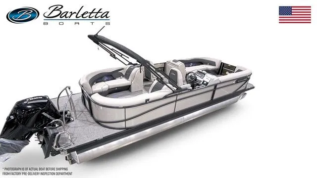 Slide: The Image of 2026 Barletta Boats Cabrio 24QC pontoon with sleek design and modern features. - 4