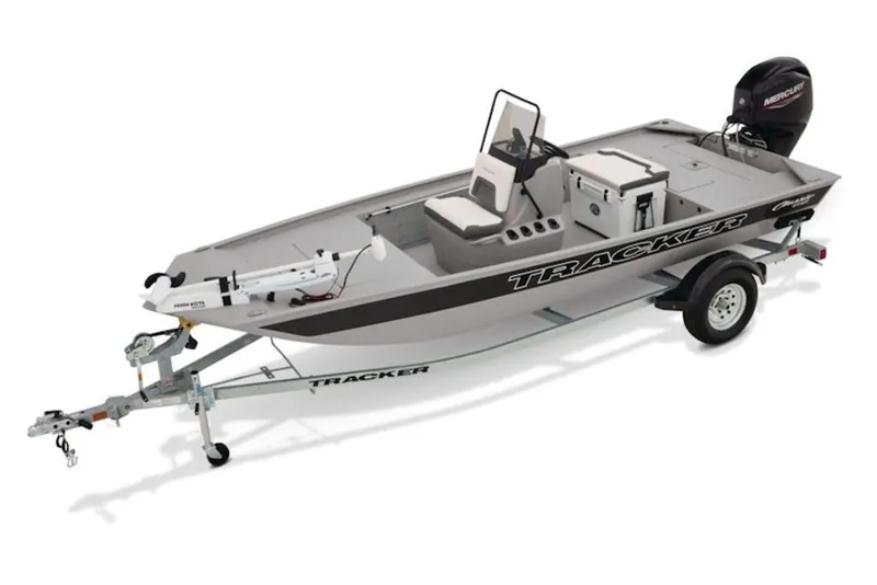 The Image of 2026 Tracker Bass Tracker Classic CC fishing boat on trailer, side view. - 1