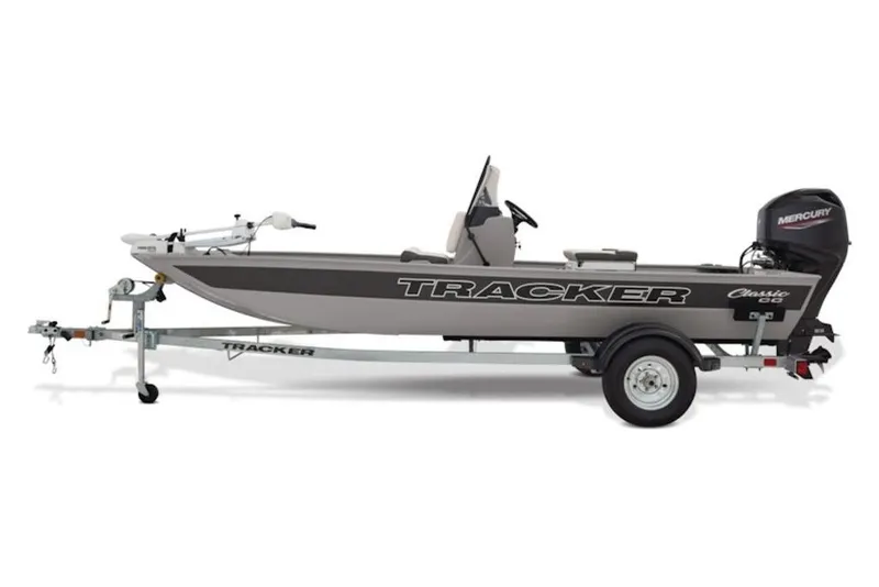 Slide: The Image of 2026 Tracker Bass Tracker Classic CC boat on trailer, side view. - 4