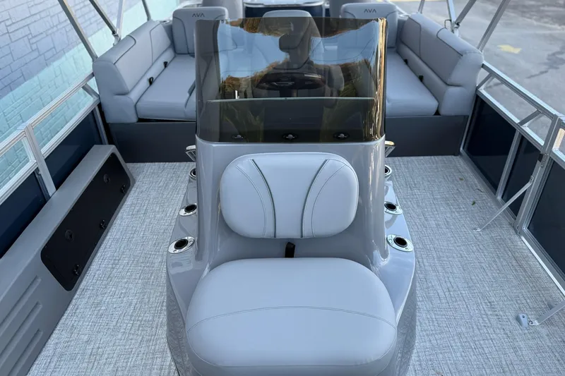 Slide: The Image of 2026 Avalon Venture 85 Center Fish 2385 interior with seating and console. - 10