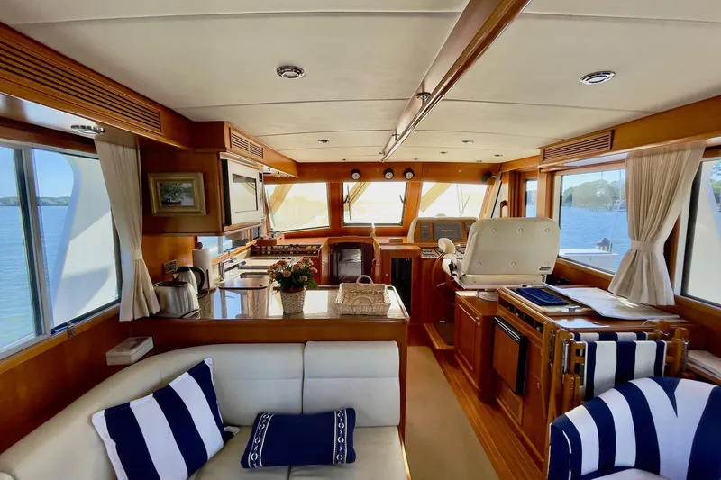 Slide: The Image of Luxurious interior of 2011 Grand Banks 47 Heritage EU yacht with elegant wood finishes. - 11