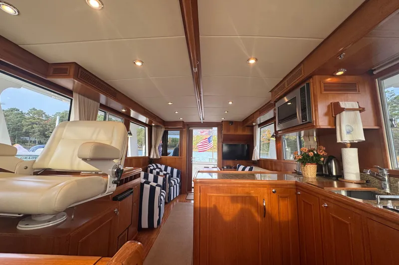 Slide: The Image of Luxurious interior of 2011 Grand Banks 47 Heritage EU yacht with elegant wood finishes. - 15