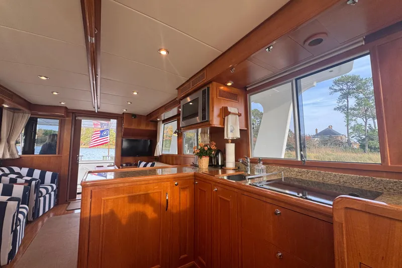 Slide: The Image of Luxurious interior of 2011 Grand Banks 47 Heritage EU yacht with elegant wood finishes. - 17