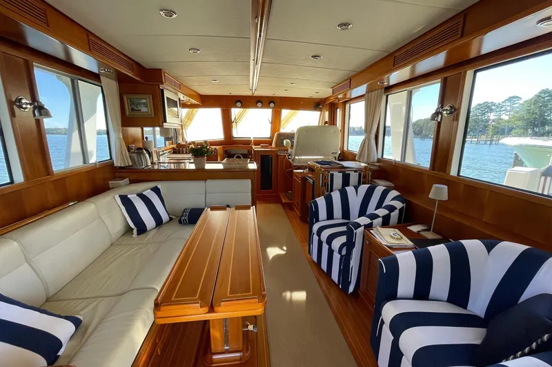 Slide: The Image of Luxurious interior of 2011 Grand Banks 47 Heritage EU yacht with elegant wood finishes. - 2