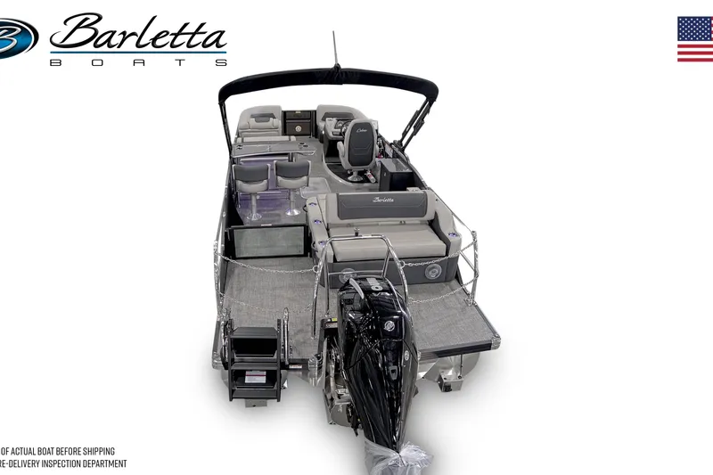 Slide: The Image of 2026 Barletta Cabrio 24UE pontoon boat, sleek design, spacious seating, modern amenities. - 3