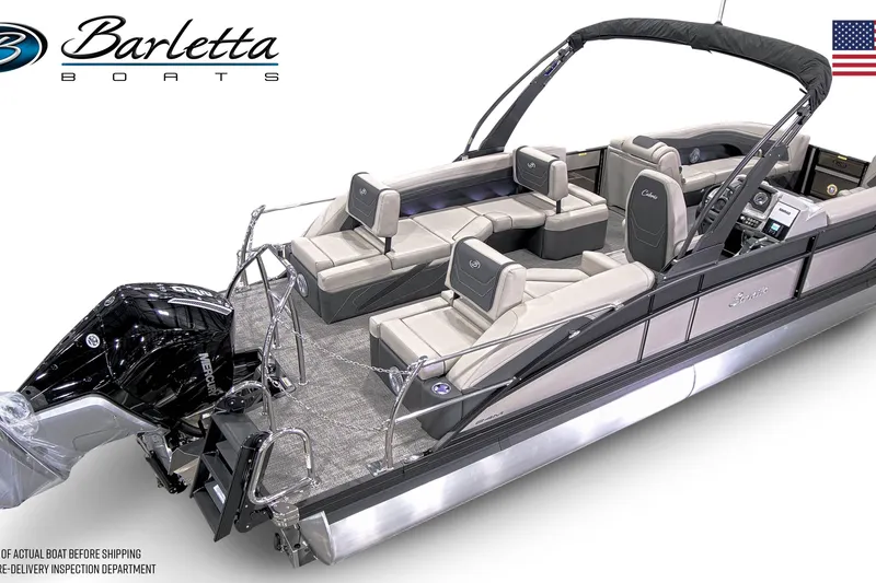 Slide: The Image of 2026 Barletta Cabrio 24M pontoon boat with luxurious seating and sleek design. - 4