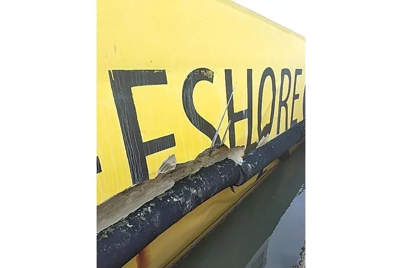 Slide: The Image of Damaged yellow hull of 2016 Mützelfeldtwerft Offshore Fast Crew Taxi Catamaran. - 20