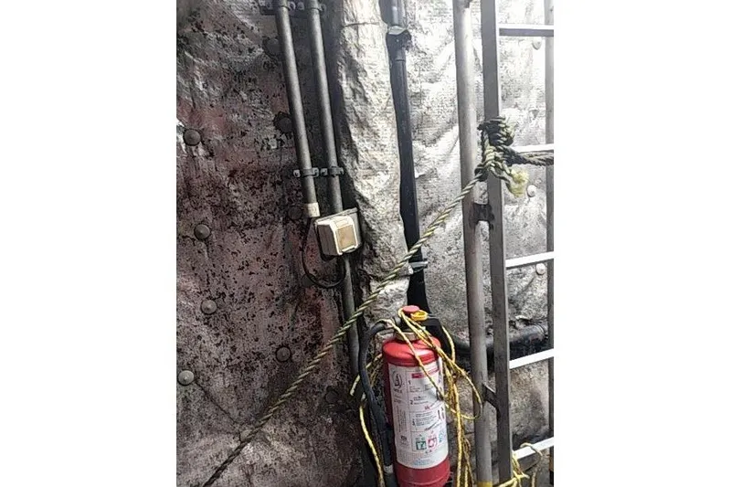 Slide: The Image of Fire extinguisher and ladder on Mützelfeldtwerft Offshore Fast Crew Taxi Catamaran, 2016 model. - 34