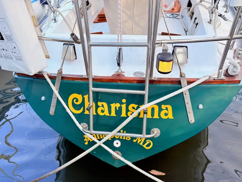 Slide: The Image of 1978 Islander 36 sailboat named "Charisma" docked in Annapolis, MD. - 29