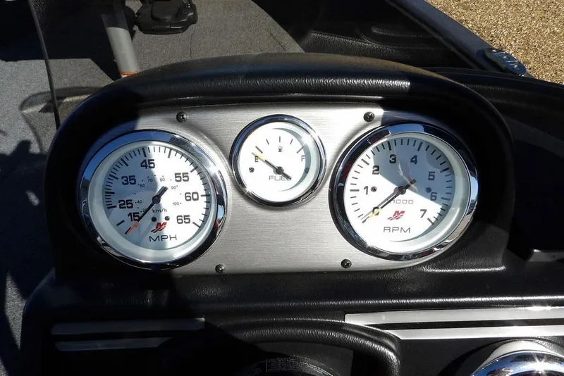 Slide: The Image of Dashboard of 2023 Lund 1675 Adventure SS with speedometer, fuel, and RPM gauges. - 20