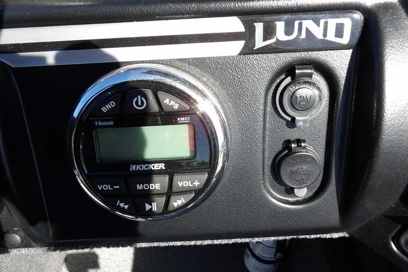 Slide: The Image of Control panel of 2023 Lund 1675 Adventure SS boat with Kicker audio system. - 25