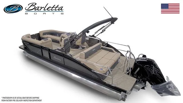 Slide: The Image of 2026 Barletta Cabrio 24UC pontoon boat with luxurious seating and sleek design. - 3