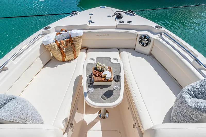 Slide: The Image of Manufacturer Provided Image: Luxurious seating area on the 2023 Grady-White Freedom 285 boat. - 3