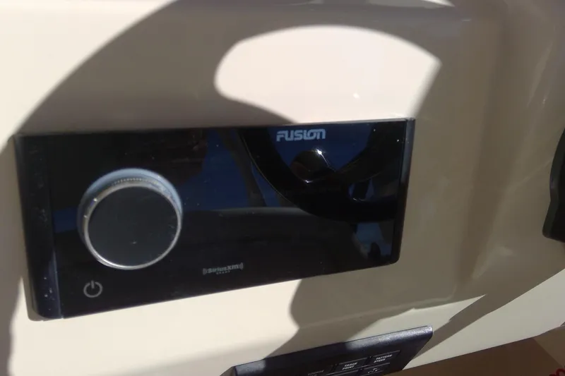 Slide: The Image of 2023 Grady-White Freedom 285 boat stereo system with Fusion controls. - 39