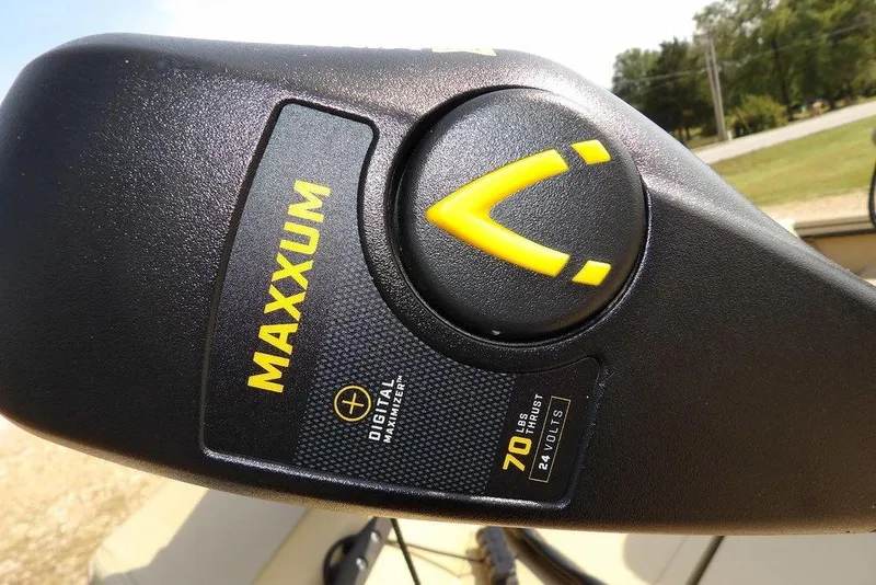 Slide: The Image of Close-up of Maxxum trolling motor on 2023 Crestliner 2070 Retriever SC boat. - 31