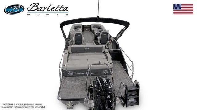 Slide: The Image of 2026 Barletta Boats Cabrio 24UC pontoon with sleek design and modern features. - 4