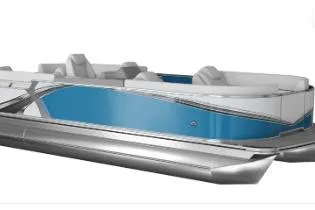 The Image of 2026 Avalon LSZ 2585 Entertainer Triple toon boat in a showroom setting. - 0